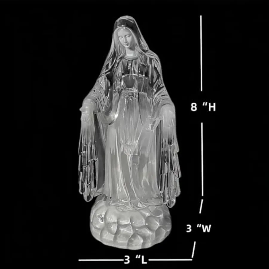 Clear Acrylic Virgin Mary Figurine Statue LED Lighted Our Lady of Fatima Statue Blessed Mother Statues view 2