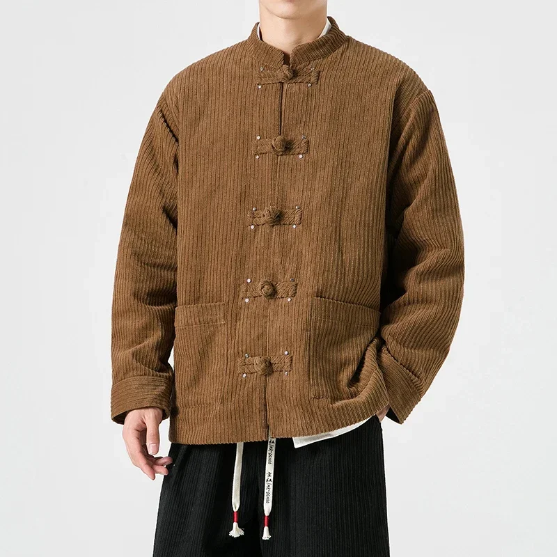 Chinese Style Men Clothing Spring Autumn Vintage Corduroy Jackets Jacket Men Tang Suit Shirts Jackets for Men