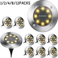 8 LED Solar Lights Outdoor Ground IP65 Waterproof Garden Decoration Solar Underground Light Deck Light Pathway Disk Lawn Lamps