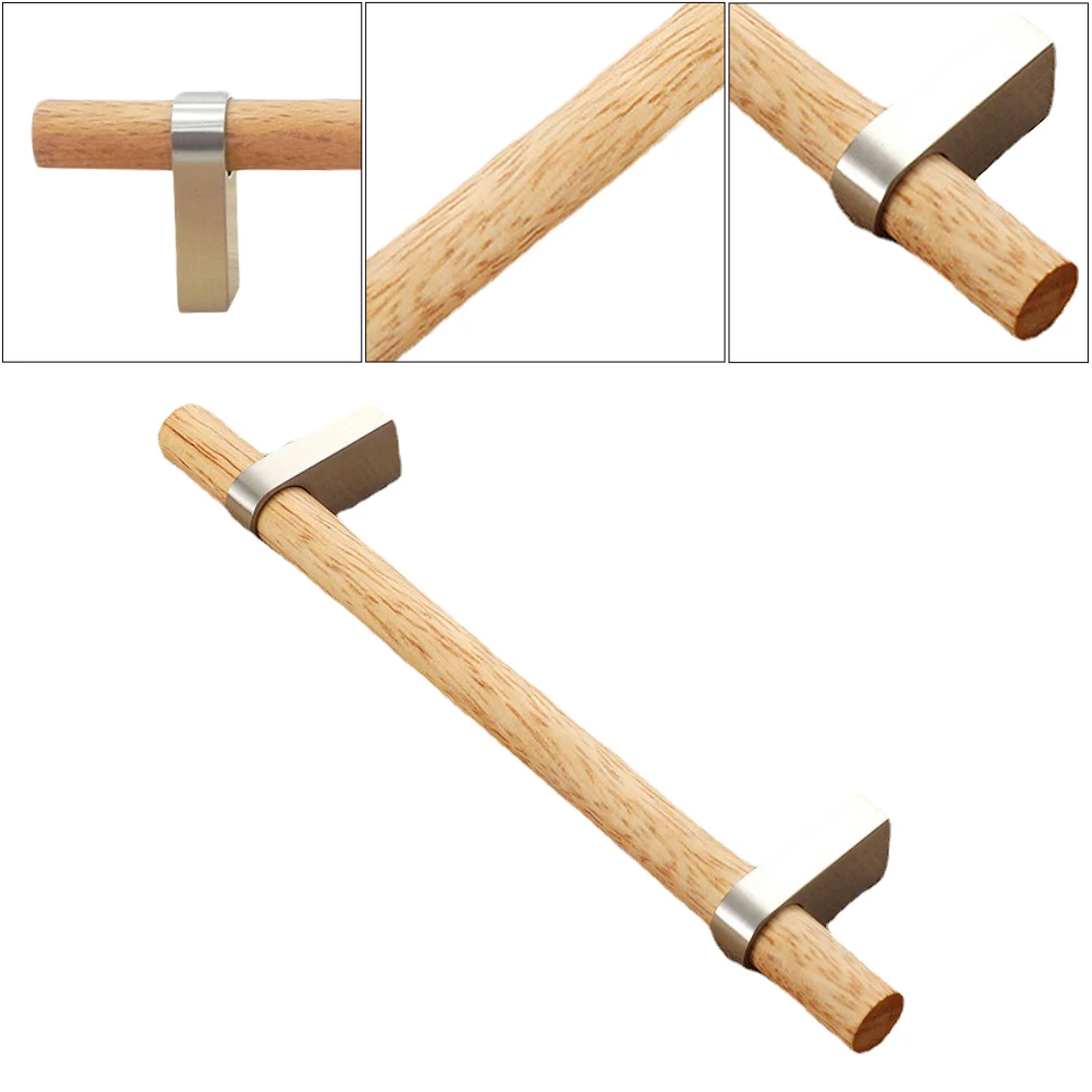 

Simple Solid Wood H for Drawer Kitchen Cabinet System Silver Vintage Decor Hardware Pulls Wooden Closet Door Knobs