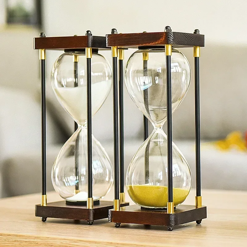 Factory direct sales glass hourglass timer children anti-fall 30 minutes timer hourglass creative retro hourglass ornaments