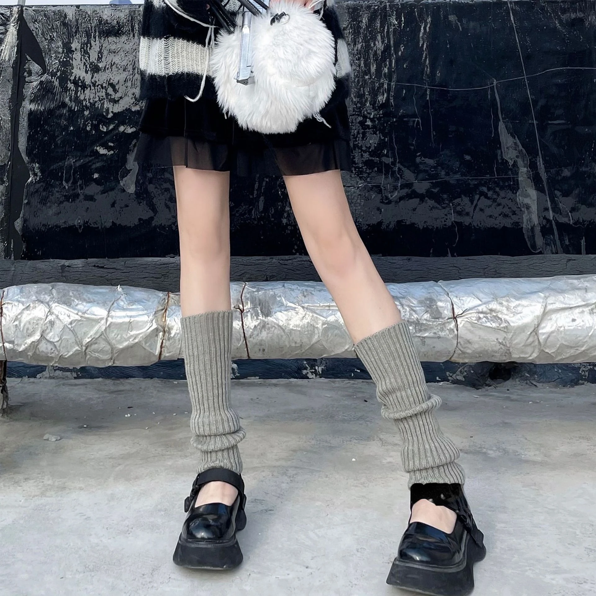 Uniform Japanese Leg JK Warmers Long Lolita Socks Korean Style Leggings Knitted Pile Up Knee Socks Y2K Foot Warming Cover