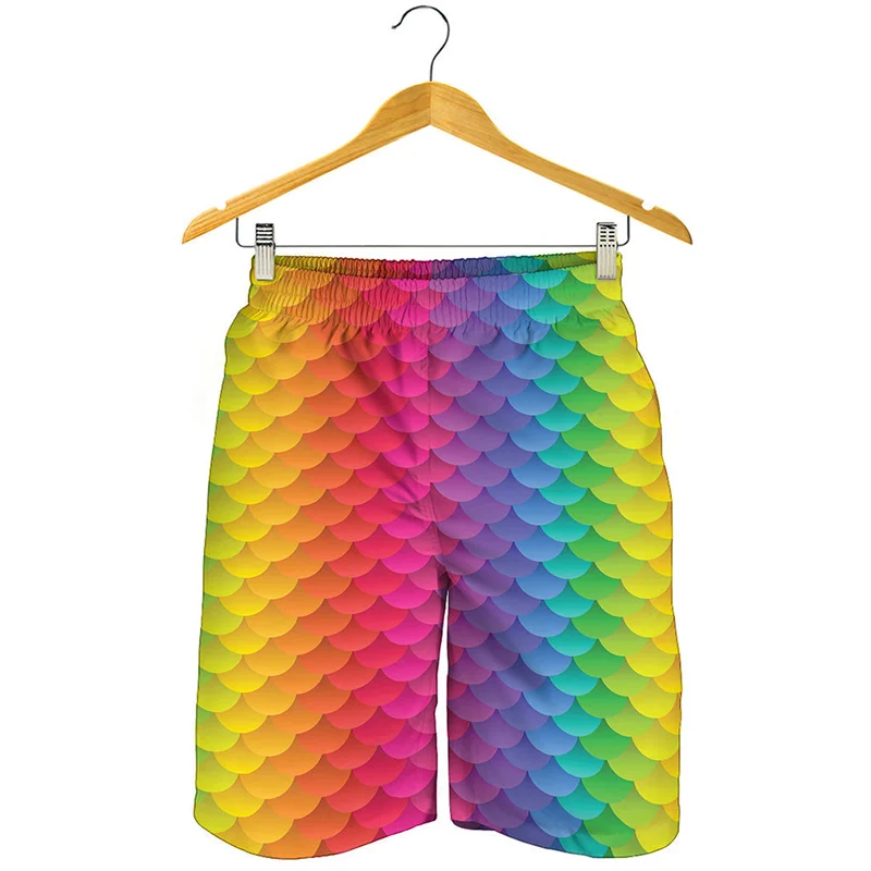 Fashion 3D Printed Rainbow Stripes Beach Shorts Men Colorful Graphics Board Shorts Summer Swimming Trunks Cool Surf Ice Shorts