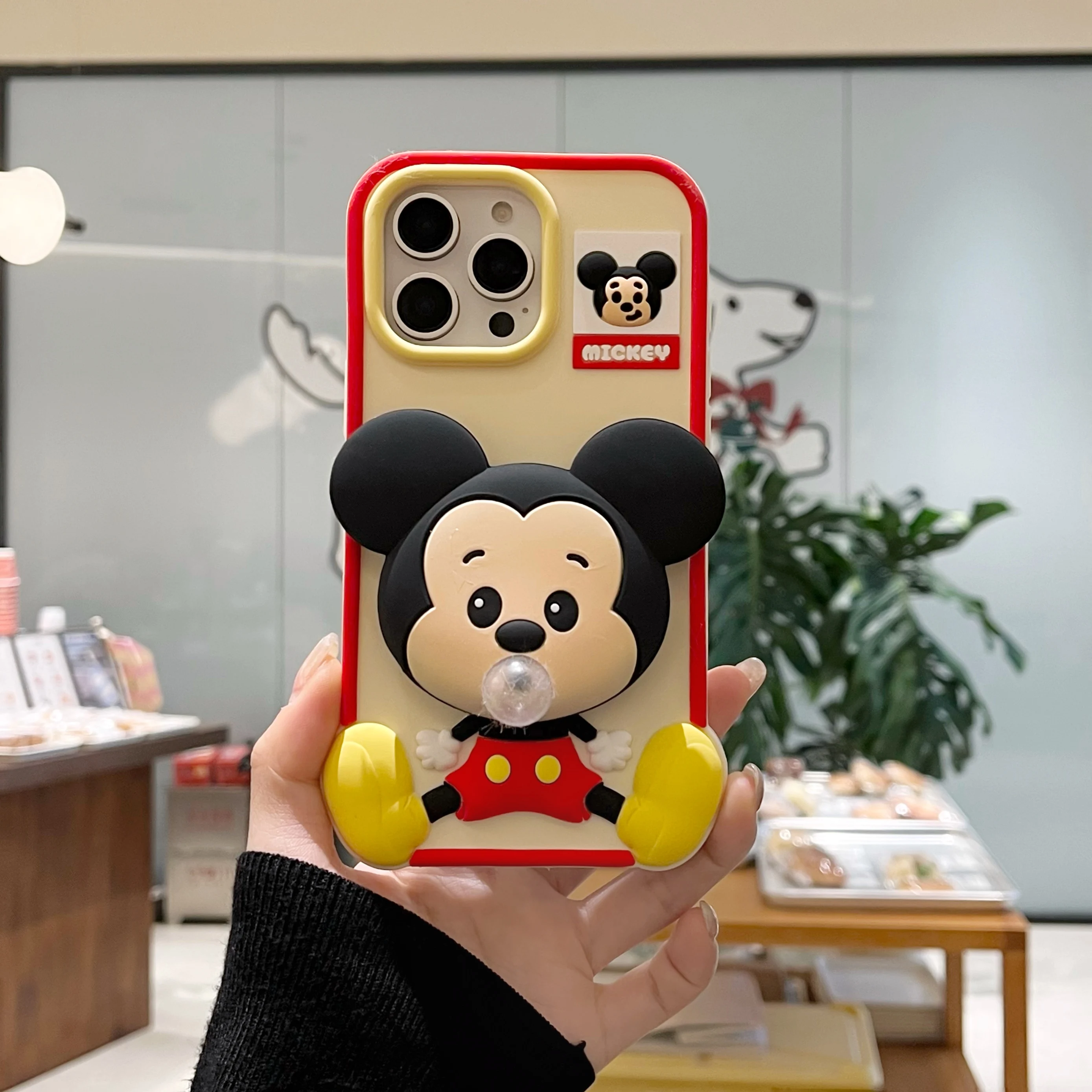 

Blow Bubbles Mickey Mouse Animation Super Cute Disney Cartoon For iPhone 12,13,14,15,16 Pro Max Silicone Drop Proof Phone Case