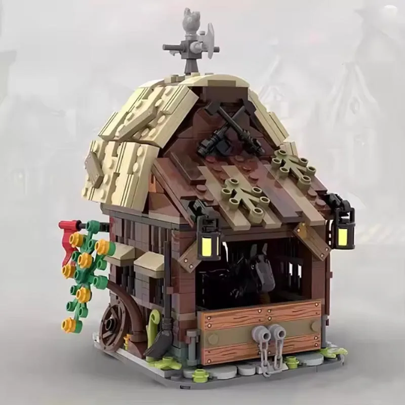 MOC-114761 594개 소형 입자 블록 중세 성 헛간 모델 장난감 선물