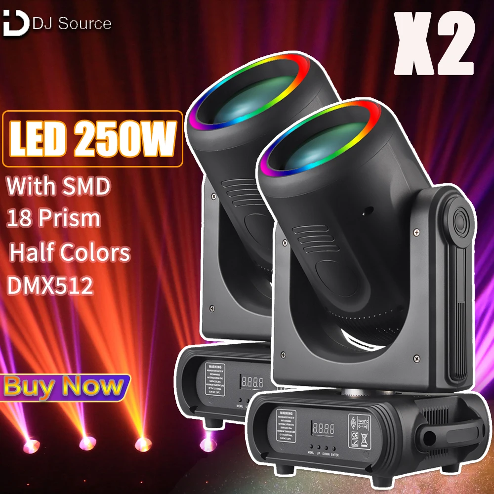 

2Pcs/lot 250W LED Moving Head Light With Aperture 18 Prism Beam Spot Stage Lights DMX For DJ Disco Club Show Stage Effect Lamp