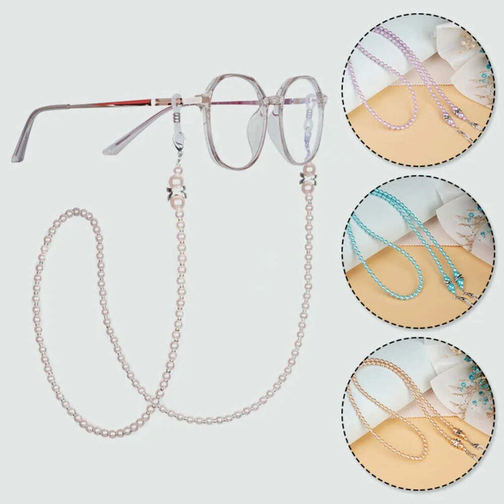 Portable Imitation Pearl Eyeglass Rope Anti Detachment Antiskid Glasses Strap Buckle Eyeglass Chain Home