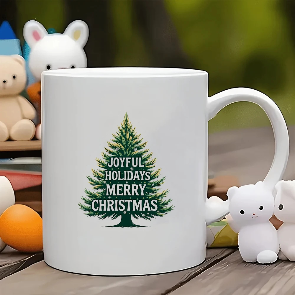 Taza de 11 oz + taza con diseño de árbol de Navidad, regalo de Navidad, taza para niños, juego de tazas de café para oficina familiar