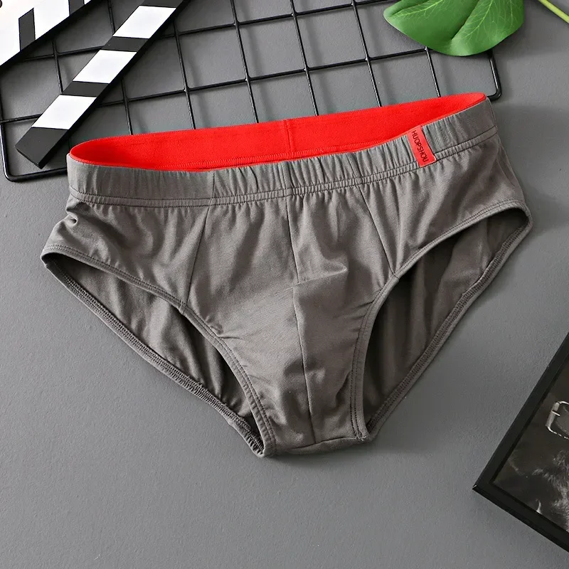 Lingerie Panties Men\'s Cotton Youth Convex Color Briefs Breathable Underwear Comfortable Solid Fasion Pouch Low Rise