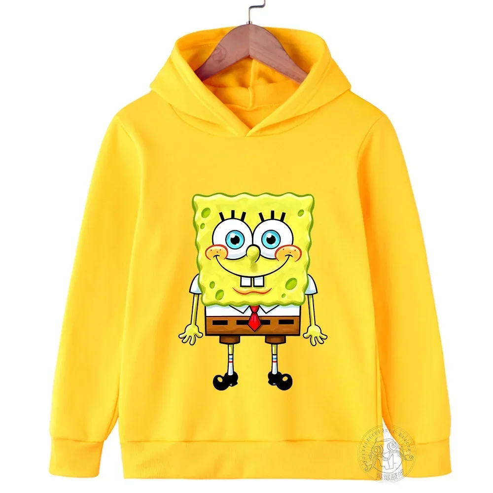 Spring and Autumn SpongeBob Printed Hoodies for Kids Sweatshirts for Boys and Girls Original Fashion Creative Games Baby Clothes