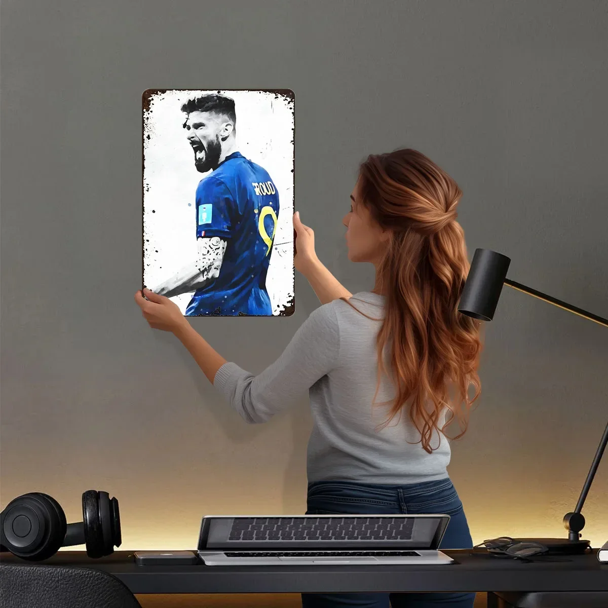 ملصق أوليفييه جيرود فرنسا لاعب كرة القدم علامات معدنية لتزيين غرفة الألعاب علامة قصدير مخصصة لتزيين جدران الفن ريترو