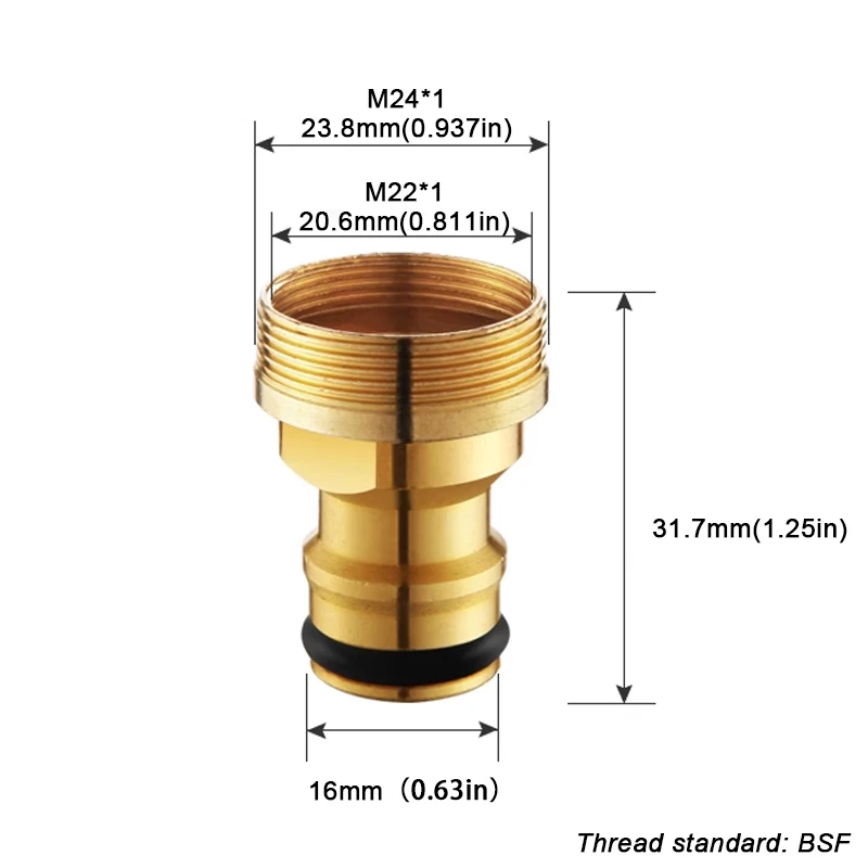 1 قطعة موصلات خرطوم الموضوع BSF-محولات موصلات الصنبور الملولبة النحاسية لصنابير المطبخ والحديقة #2