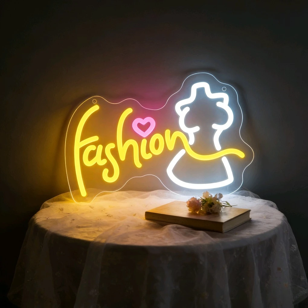 ファッションネオンサイン-led-ナイトライト-3d-アクリルドレスフォーム-usb-ウォールランプ衣料品店ブティックアート装飾ギフト