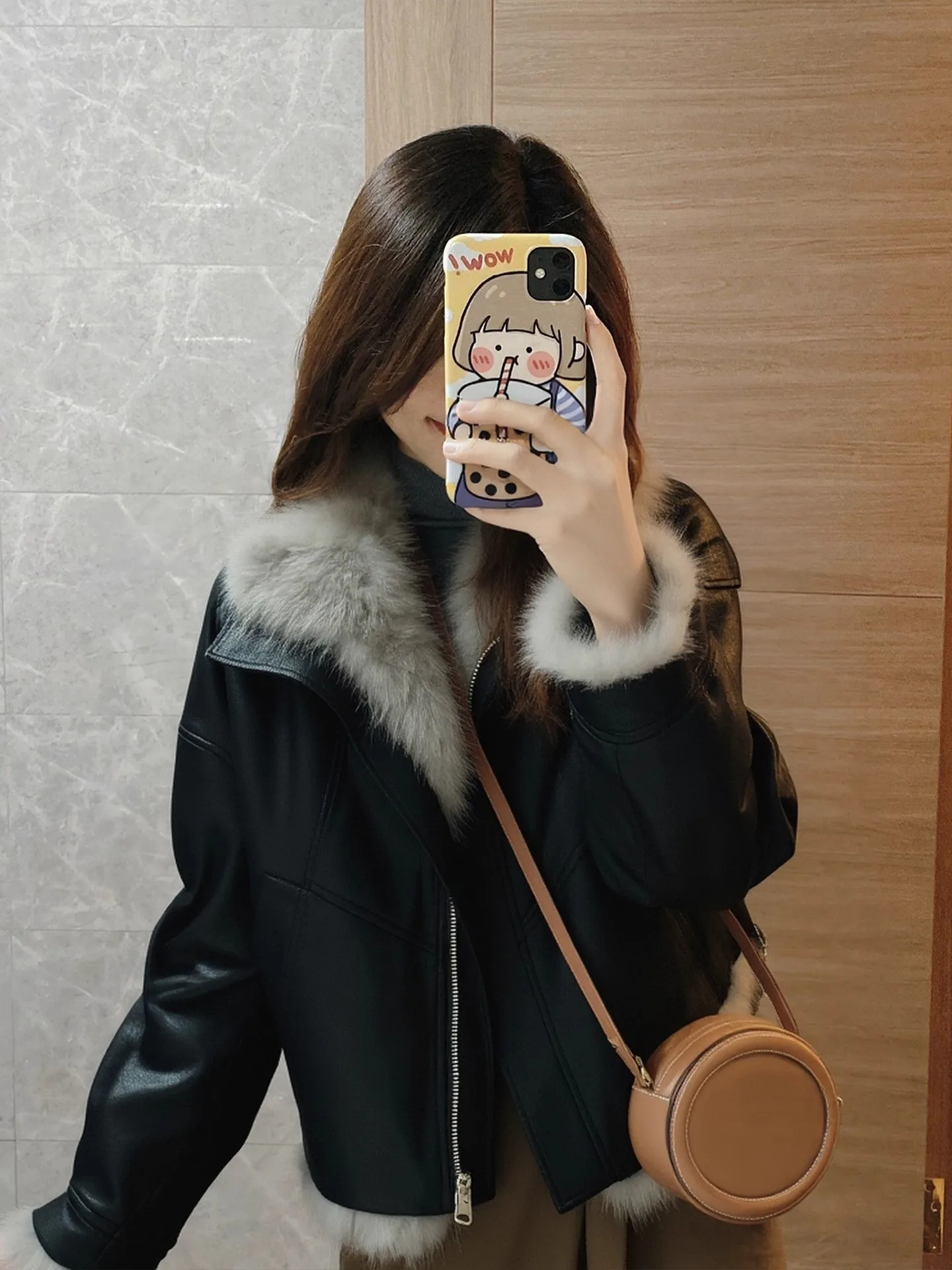 Emagrecimento bla couro falso ort jaet feminino faion coreano sle pêra ape ajuste inverno outerwear design de cacto