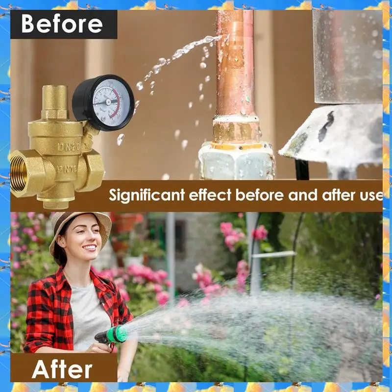 FTS 3/4 นิ้ว DN20 ทองเหลืองวาล์วควบคุมแรงดันน้ำตัวลดแรงดันน้ำตัวควบคุมวาล์วระบายแบบปรับได้