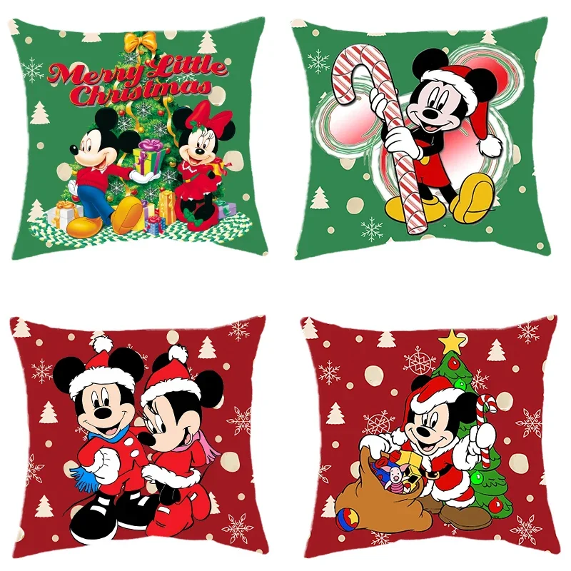 Kawaii Mickey Minnie Christmas Pillow Cases Cartoon Anime Pillow Covers Pillow Cases Christmas Bedroom Room Home Decoration Gift