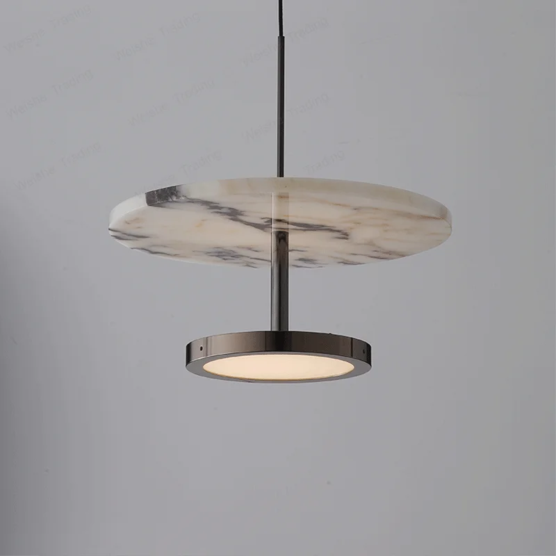 

Luxury Black Round Natural Stone Pendant Lamp High-end Bedroom Bedside LED Chandelier Living room Decoration Home Hanging Lights