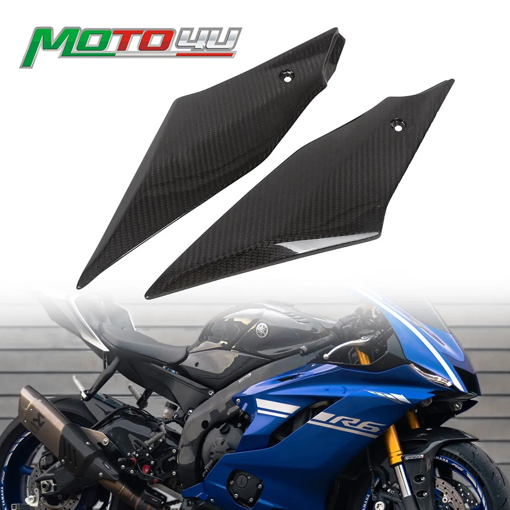 MOTO4U For Yamaha R1 R1M 2015 2016 2017 2018 100% 3K Carbon Fiber Motorcycle Left Right Gas Fuel Tank Side Panels Cover Fairing