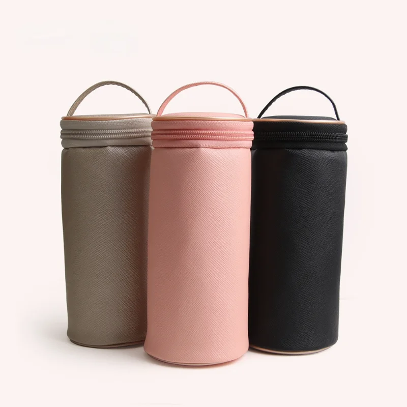 PU Leather Cosmetic Brush Holder Cylindrical Cosmetic Storage Bag Brush Makeup Storage Box Portable Cosmetic Brush Bag Tool