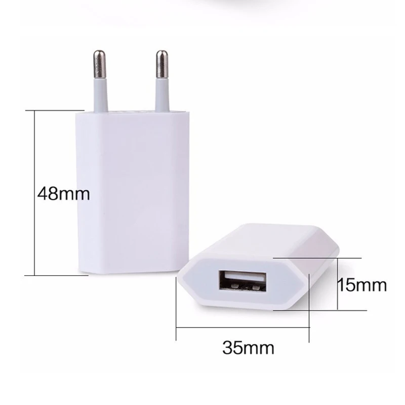 Cargador USB de 5V y 1A para teléfono móvil, adaptador portátil de pared con enchufe europeo para iPhone 13, 12, xr, xs, 11 pro Max y Samsung