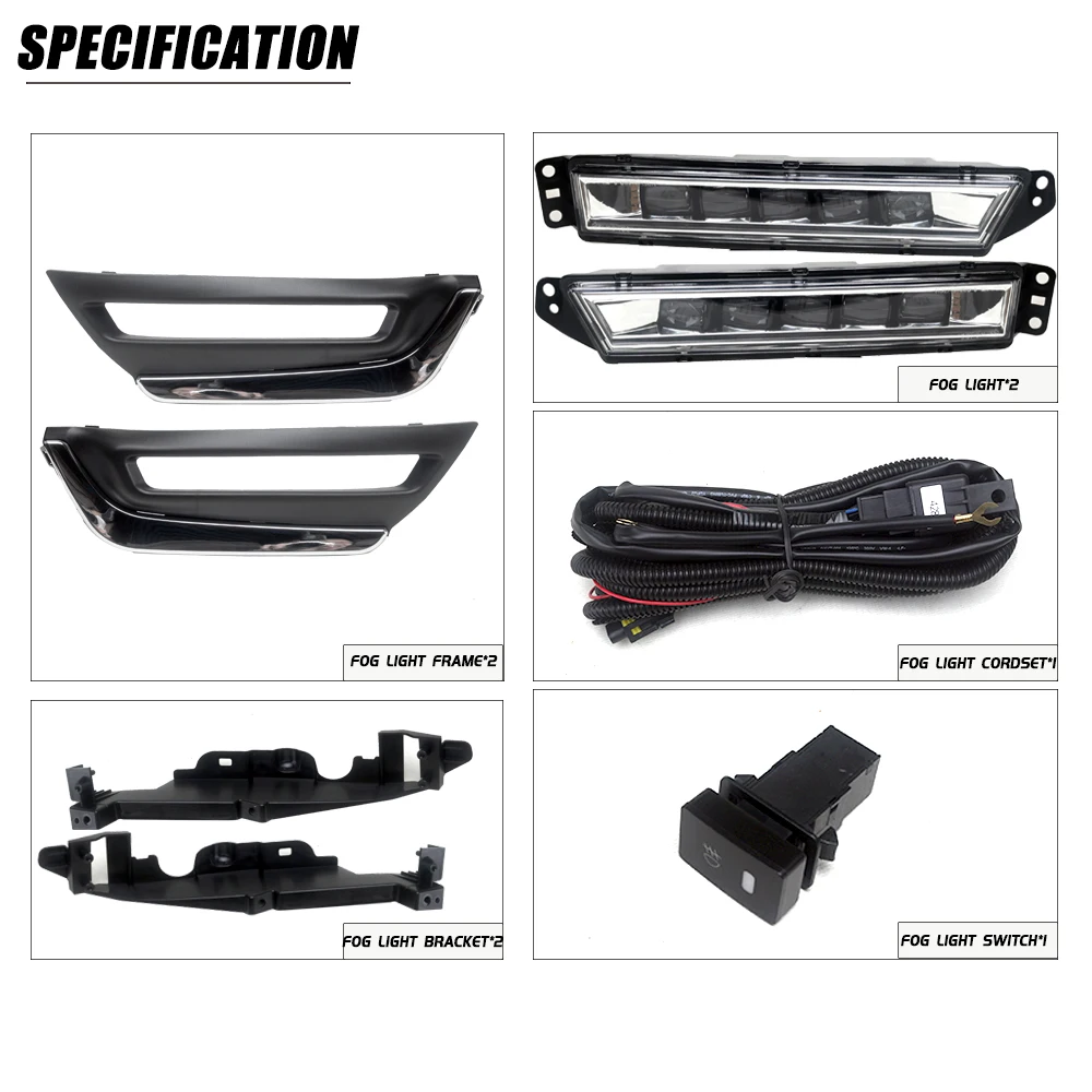 Front Bumper Fog Lamp Upgrade FOR Honda Crv 2017 2018 2019 Version Additional Foglight Set Switch + Wiring