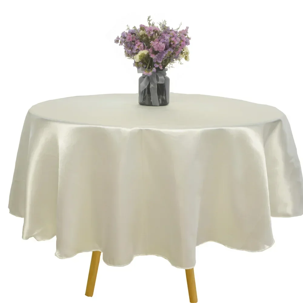 Round Tablecloth Satin Table Cloth For Christmas Home Tablecloths Table Cover Wedding Birthday Baby Shower Party Banquet Overlay