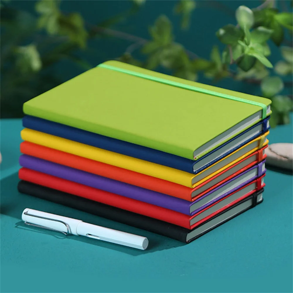 A5 Red Blue Elastic Binding Creative Business Office Notebook Book Student Diary Notepad Office Stationery Diary Agenda Notepad