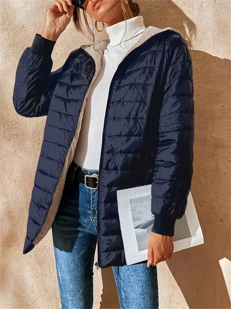 خمر الشتاء مخصص متوسط طويل المرأة Y2k موضة معطف الشتاء عادية مبطن مقنعين رقيقة سترات صوفية للنساء