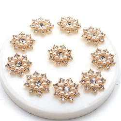 Moda 10 Pezzi 25mm Fiore Rotondo Lega Lucido Strass Perle Fai da Te Abbigliamento Creativo Arco Accessori per Capelli Accessori per Gioielli