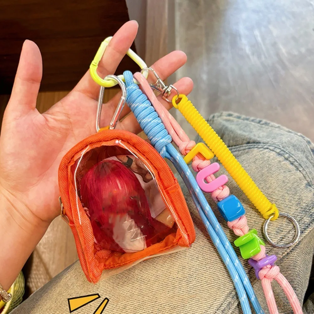 

With Keychain Mini Outdoor Doll Bag Transparent Clear Doll Storage Pouch Small Earphone Storage Badge Display Bag Badge