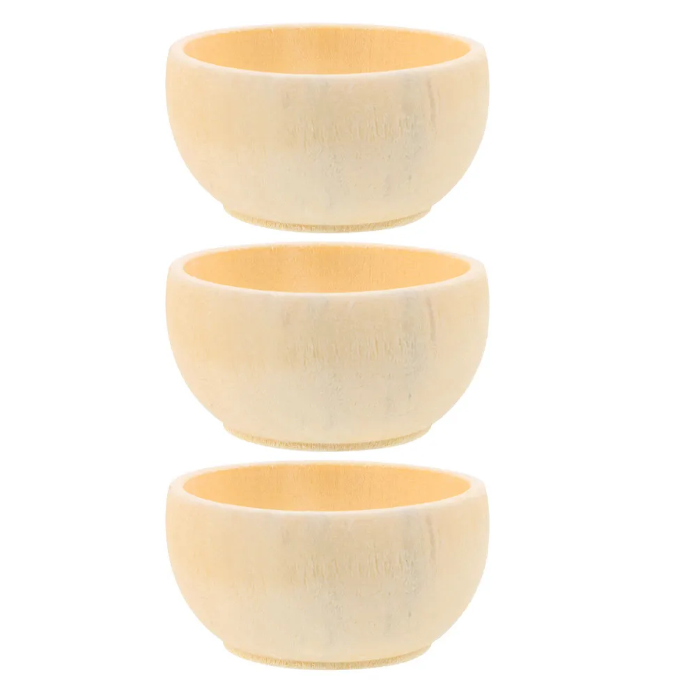 3Pcs Wooden Mini Wood Bowl Decorative For Home Decoration Christmas Crafts Decoration Bowls Natural Color