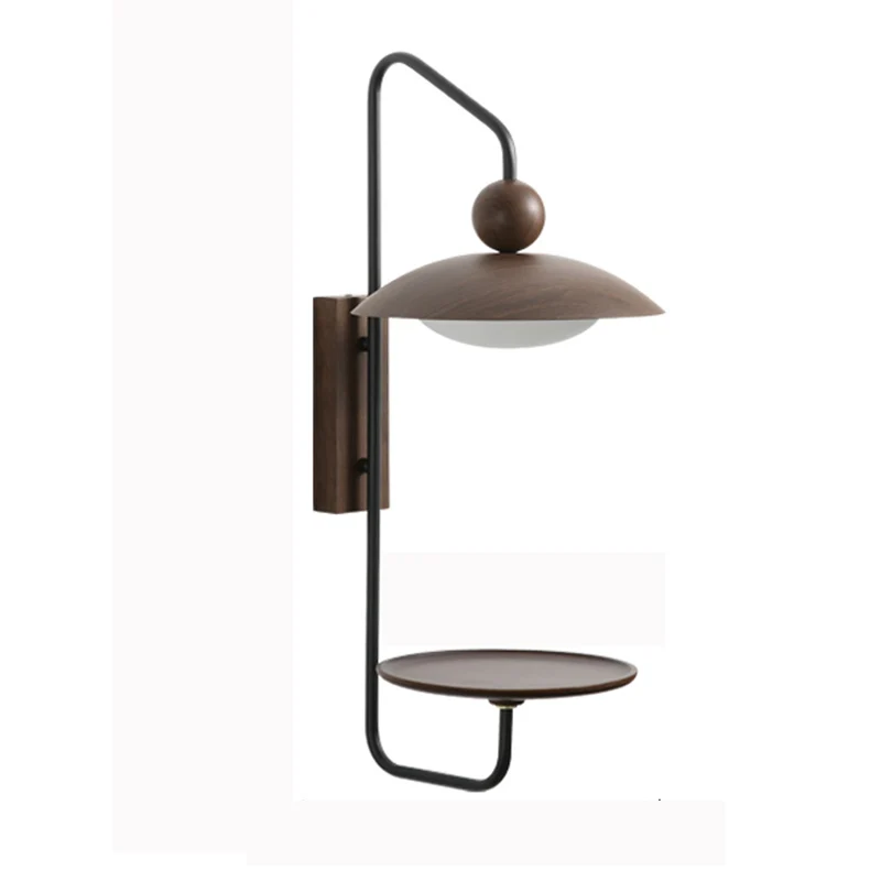 

Metal Wall Lamp With Solid Wood Tray 3 Replaceable Bedroom Living Room Reading And Learning Lights Home Decoration Led Wall Lamp