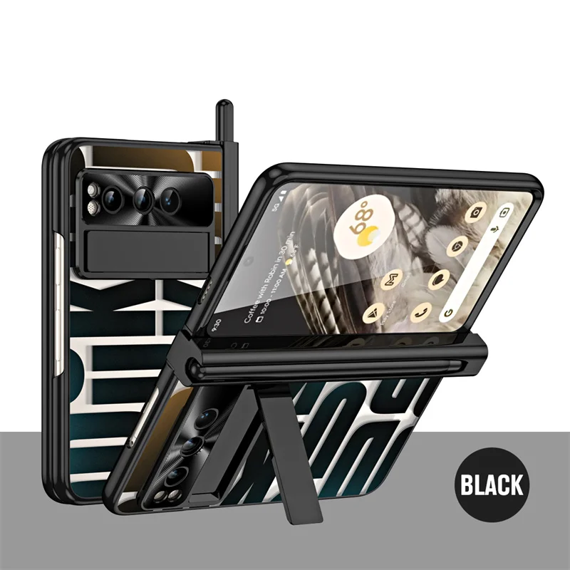 

Luxury PC Hinge Bracket Folding Phone Case For Google Pixel Fold 5G With Pen Slot Screen Glass All Inclusive Protective Cover