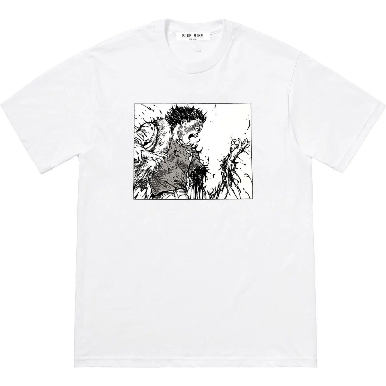 Akira Broken Arm Black and White Comic Print High Quality Cotton Short Sleeve T-shirt Fashion Men's and Women's Couple Top