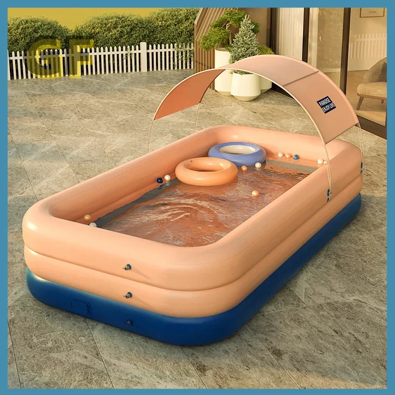 210CM/ 260CM 3 Layer Automatic Inflatable Swimming Pool household adult  children large outdoor sunshade swimming pool with shed