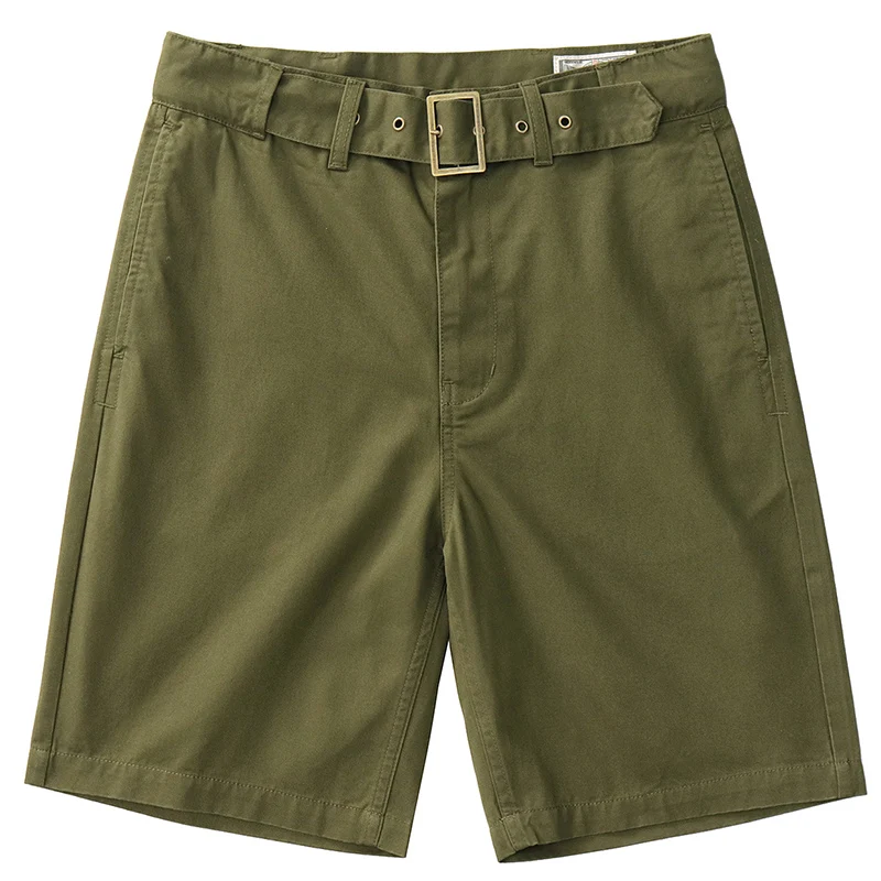 May Khaki brigade Gurkha cargo shorts American retro casual high waist loose straight quarter pants men summer