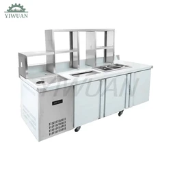 Commercial Milk Tea Shop Bar Counter Cocktail Station Stainless Steel Sink Water Bar Work Table Bubble Tea Counter