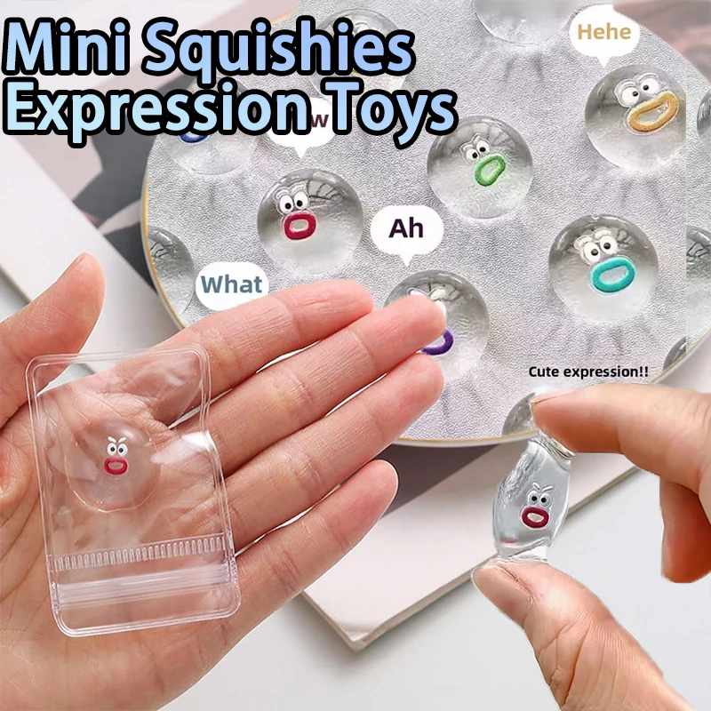 Mini Cartoon Transparente Puppe mit Musikfunktion, Fidget Poppers, Sensorisches Spielzeug, Weicher Spaß-Spielball, Schreibtisch-Deko, Party-Geschenke, Quetsch-Fidget