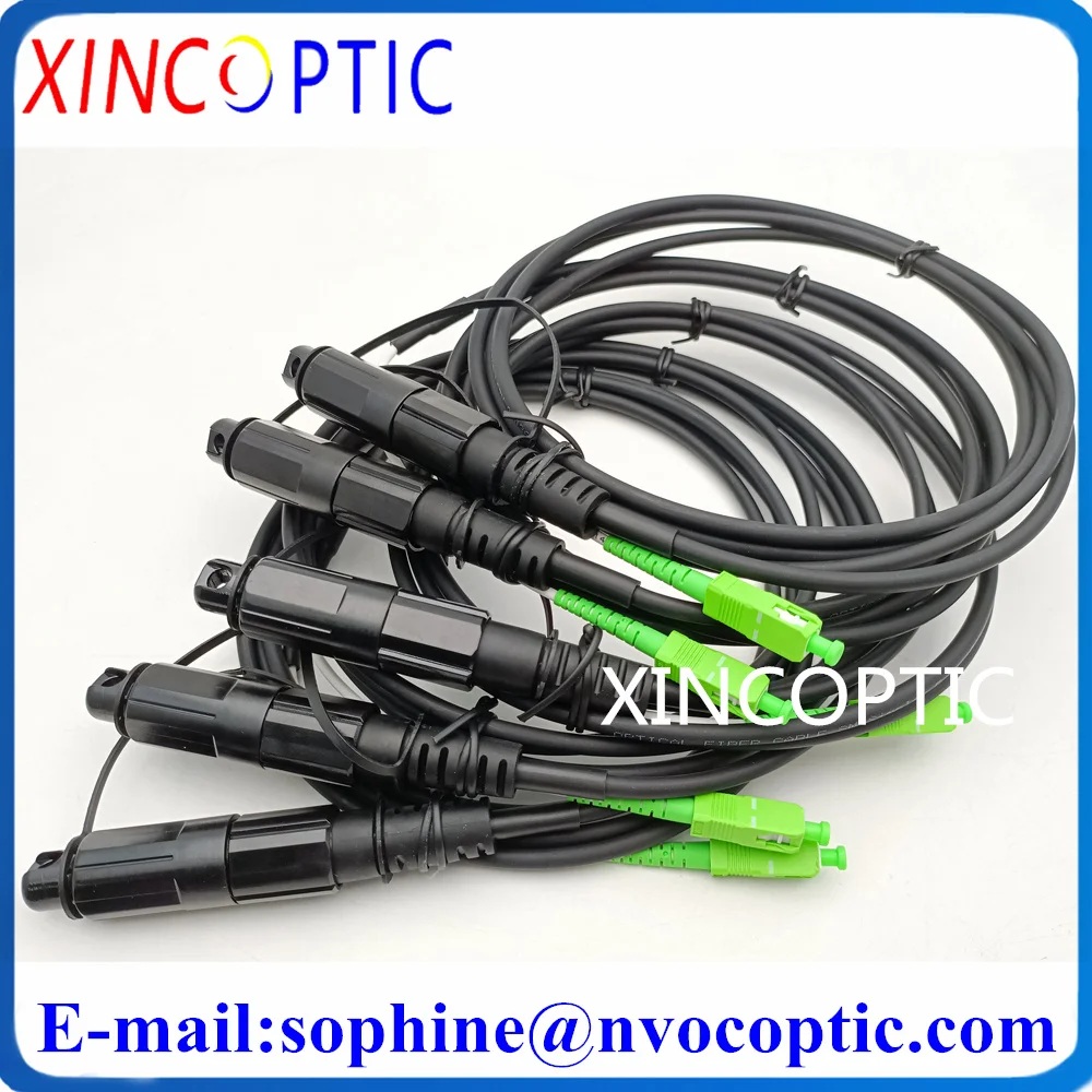 5Pcs IP67 Waterproof Corning HUAWEI Mini SC/APC 2M 5.0mm Black Cable to SC/APC OptiTap Jumper Optic Fiber Connector Patch Cord