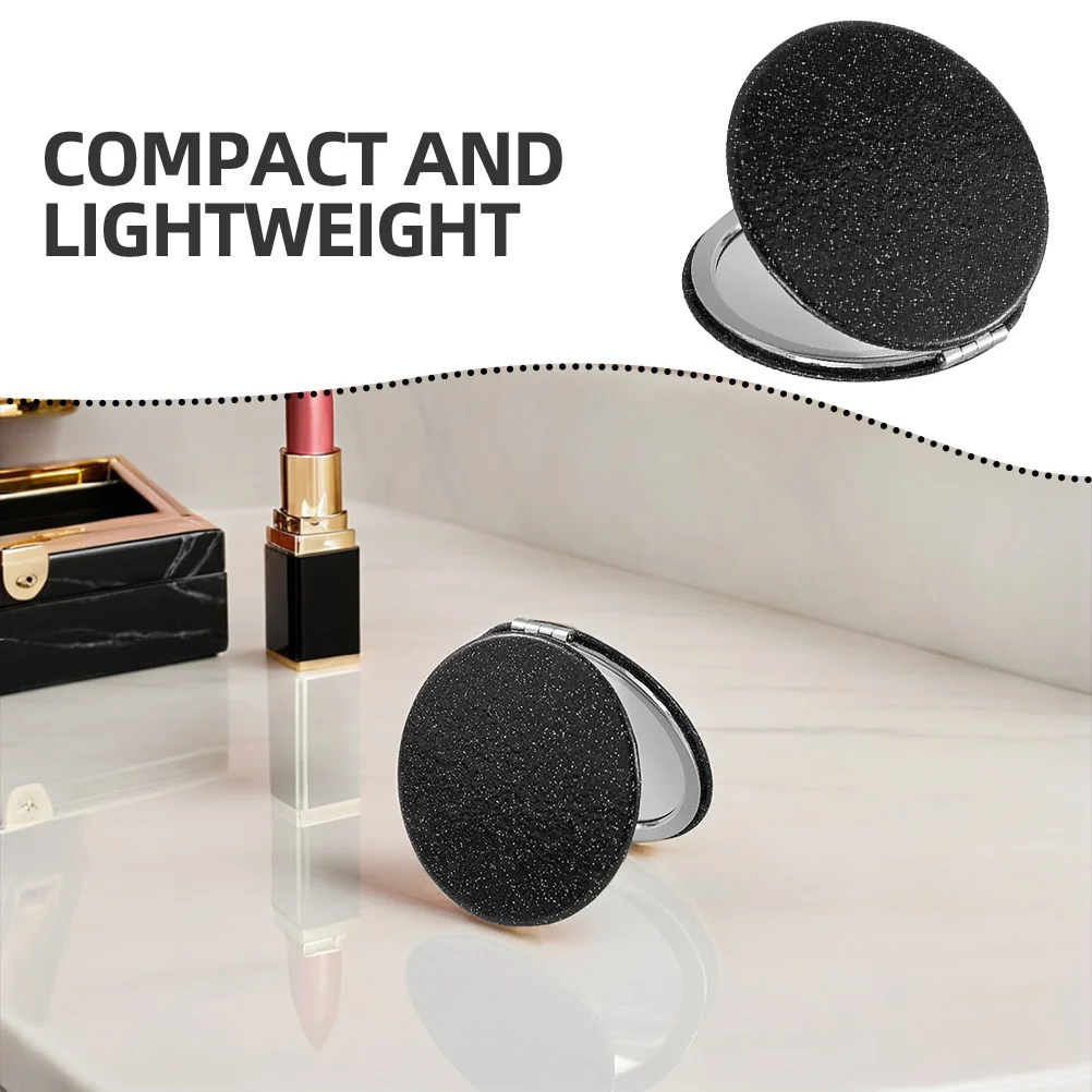 5 Stück tragbarer, zusammenklappbarer runder Make-up-Spiegel, glitzernd, doppelseitig, für Reisen, Zuhause, Büro, kleiner Kosmetikspiegel, Damen-Geldbörsenspiegel