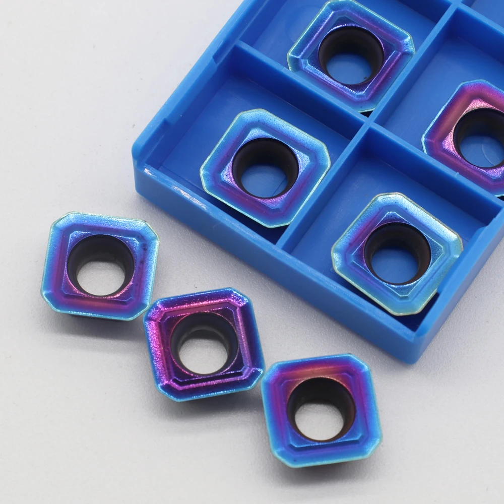 10 pçs sekt1204 colorido azul roxo fresagem de carboneto inserção torno peças ferramenta ferramenta fresagem cnc torno rpmt transformando lâmina