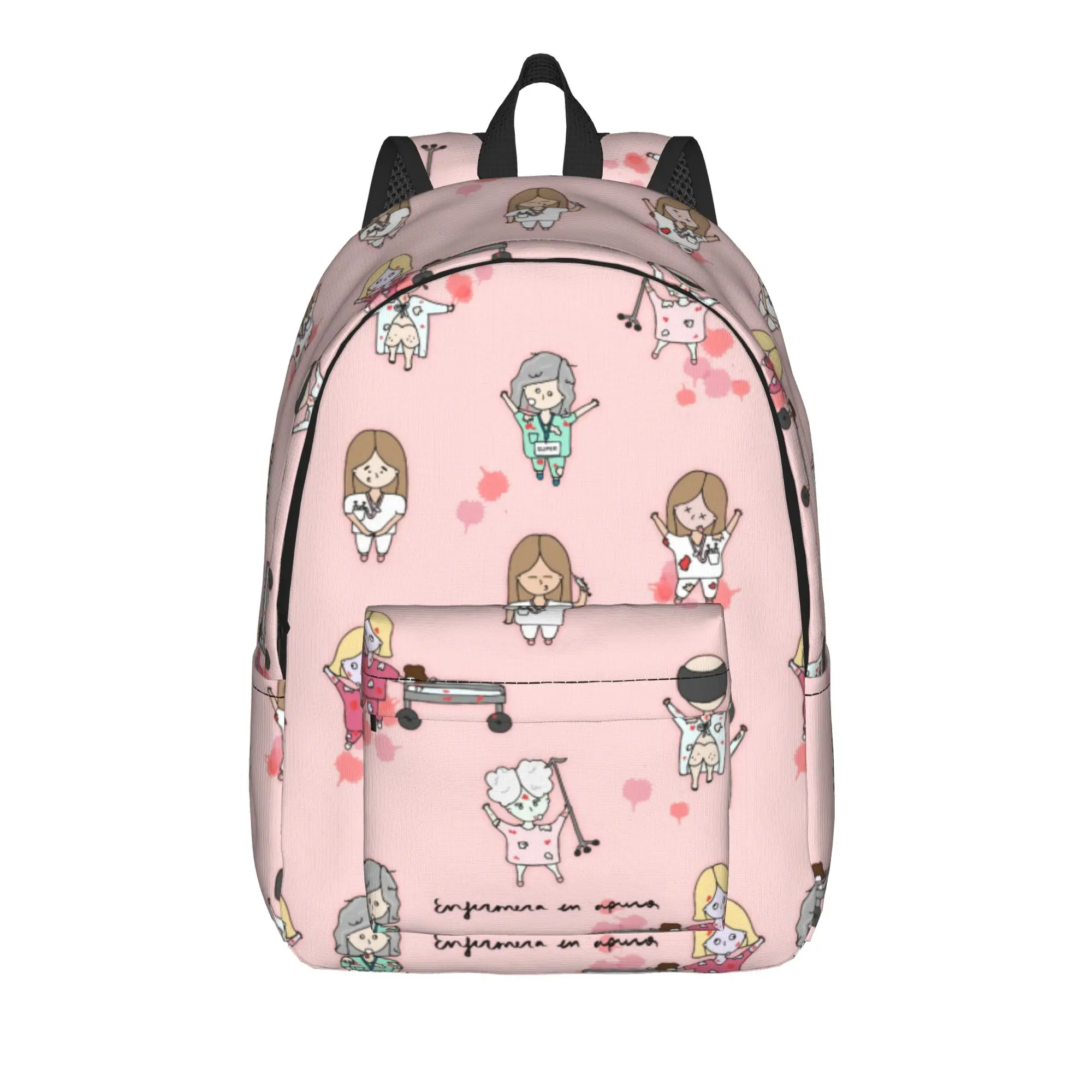 

Doctor Nurse Enfermera En Apuros Classical Backpack Outdoor Student Work Daypack for Men Women College Canvas Bags