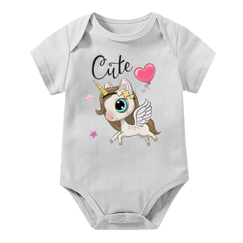 

1PCS Newborn 100% Cotton Bodysuits Cute Cartoon Unicorn Baby Boy Girl Clothes Short Sleeve Soft Infant Shower Gifts Jumpsuit