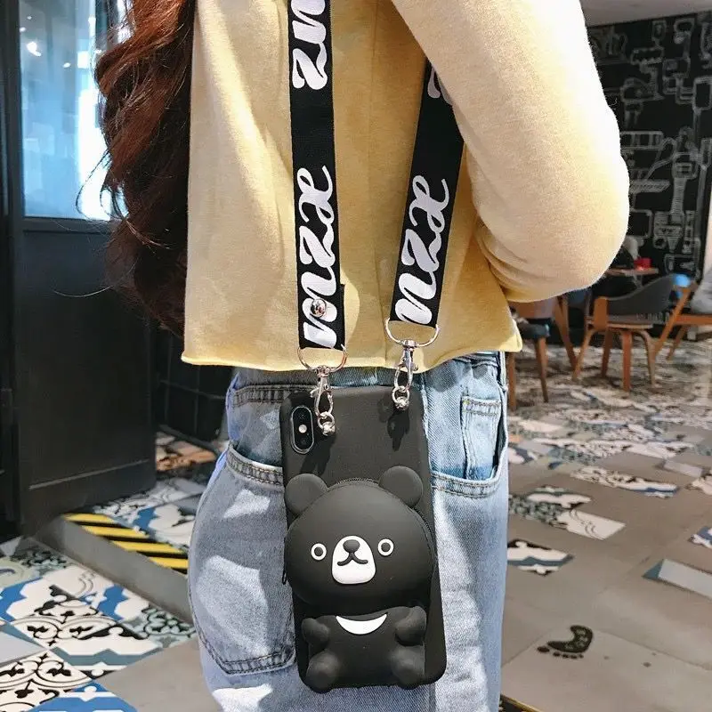 Cartoon DIY 3D Wallet Soft Silicone Case For Samsung Galaxy A06 A05 A14 A15 A24 A25 34 A53 A55 A56 A73 Cute Cat Bag Dog Shell image 2