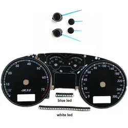 Puntatore ad ago blu in carta per strumenti R32 con luce a LED per VW Bora MK4 Golf 4 R32 metro 300 km/h diametro foro 1 mm