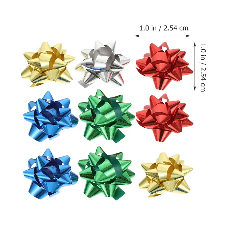 50/100pcs Mini Star Bow Gift Wrap Bow for New Year Colorful Bows Valentine\'s Day Gift Wrapping Adornments Adhesive Flowers Decor