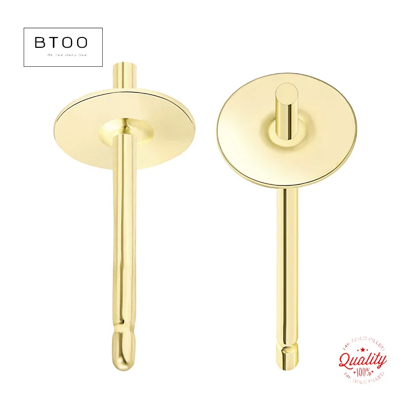 14K Gold Filled Pearl Cup Post with Double Notch 3/4mm, Gold Filled Cup Earring Post, Ear Post Cup, Earring Component