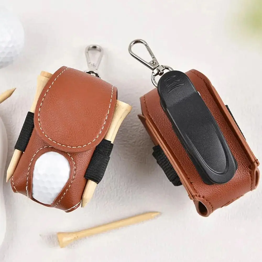 

Портативный чехол для гольф-мячей из искусственной кожи, водонепроницаемая мини-сумка для гольф-мячей с металлической пряжкой, контейнер для гольф-мячей с креплением на пояс