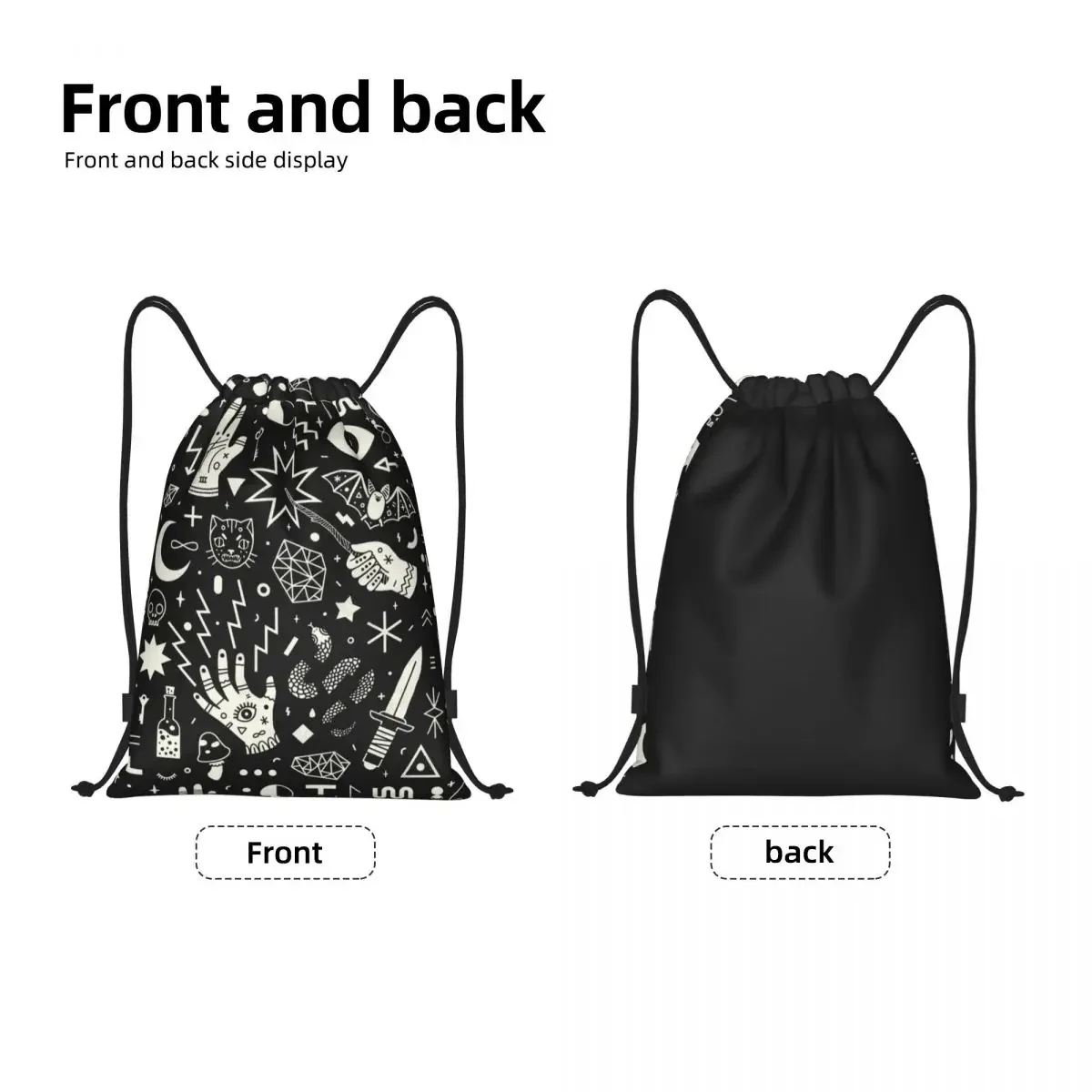 Custom Halloween Witchcraft Witch Drawstring Bags Women Men Lightweight Occult Witchy Magic Sports Gym Storage Backpack