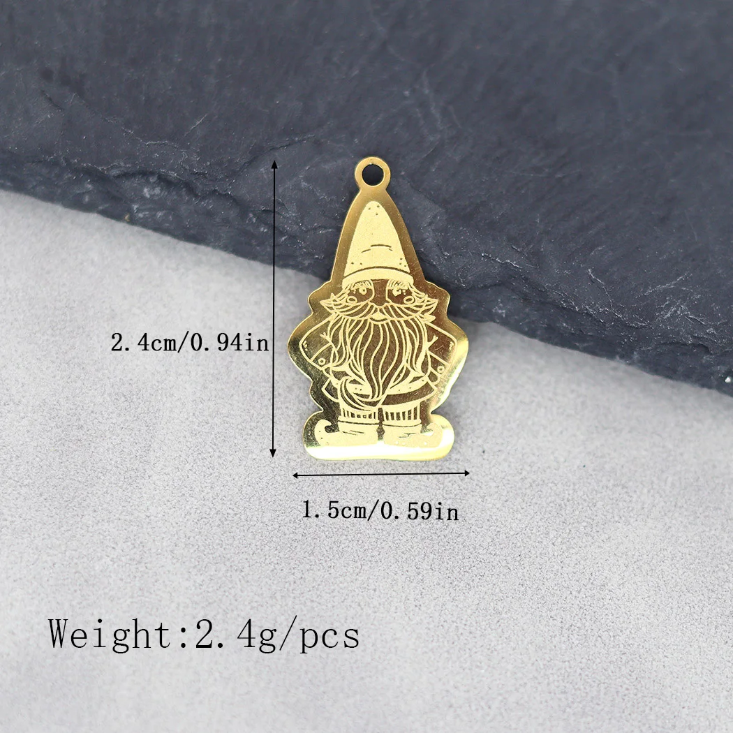 2pcs Garden Gnome Clipart Charms Stainless Steel Charm Pendant For Necklace Bracelet DIY Jewelry Making Accessories Findings